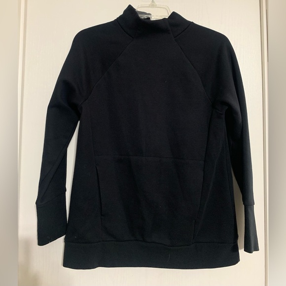 Fabletics Zaylee Black Funnel Neck Zipper Back Thumbhole Tunic Sweatshirt - Picture 3 of 5